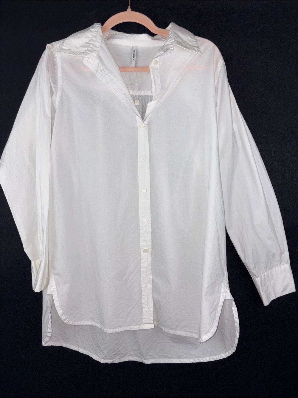 Lanidor Crisp White 100% Cotton Oversized Button-Down long Sleeve Shirt Medium